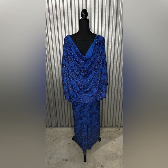 Women’s Pat Richards Vintage Vtg 80s Blue Floral Baggy Maxi Dress Designer 8 - Picture 2 of 4